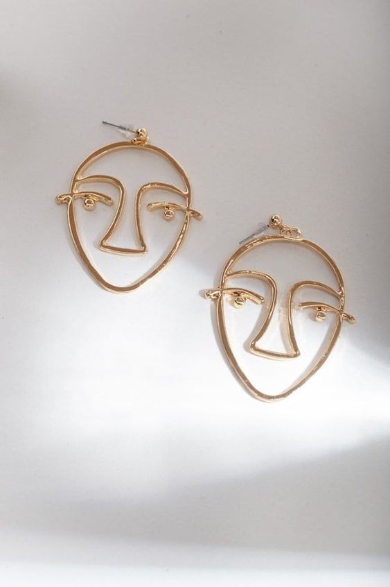 Gold Drop Lucea Face Earings