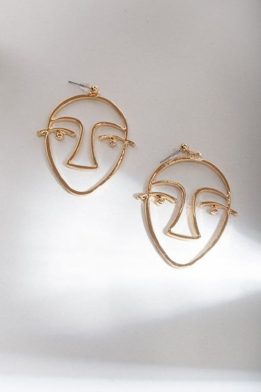 Gold Drop Lucea Face Earrings