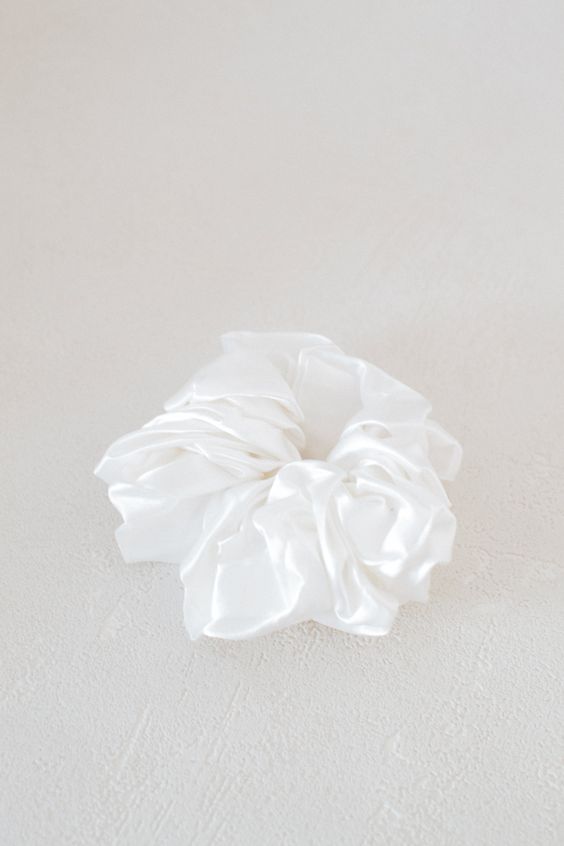 White Jumbo Satin Hair Scrunchie