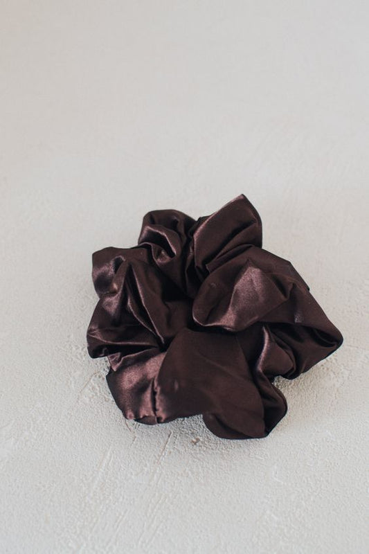 Brown Jumbo Satin Hair Scrunchie