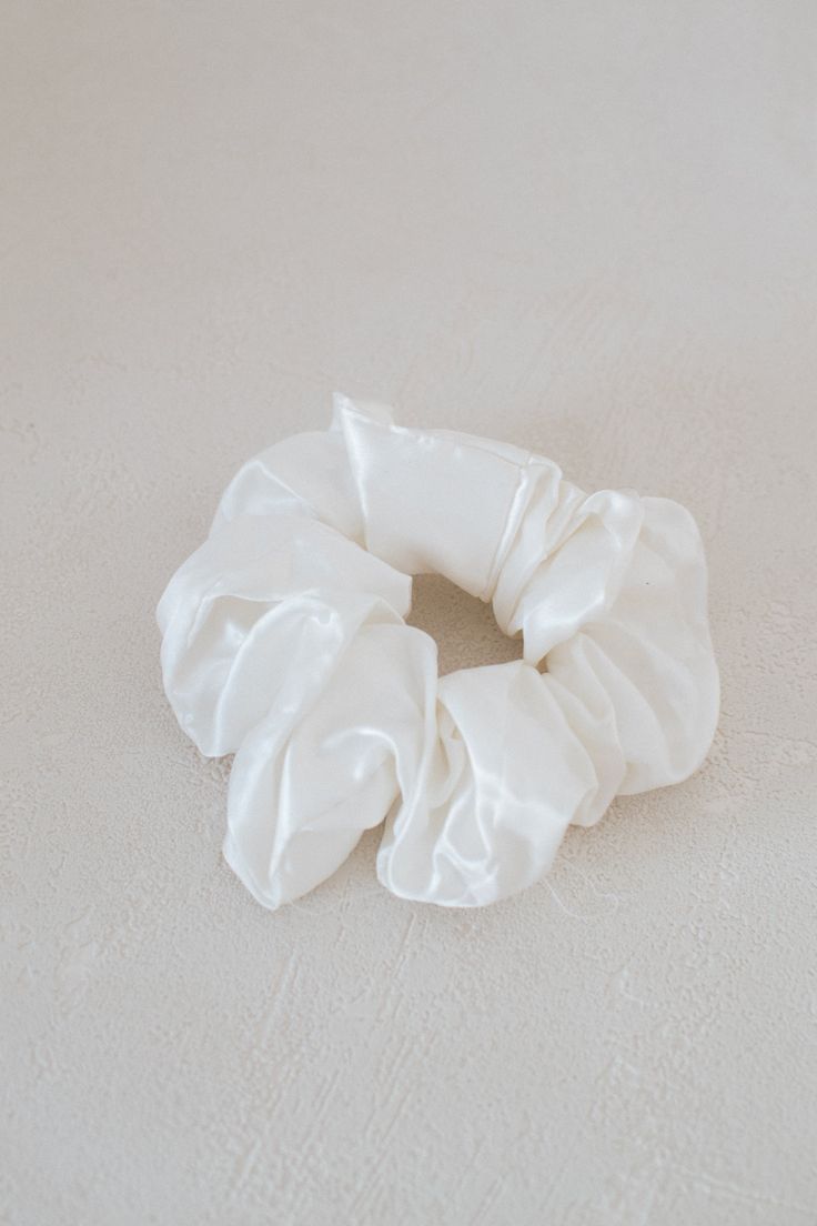 Ivory  Jumbo Satin Hair Scrunchie