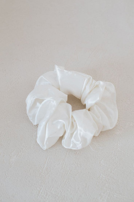 Ivory Jumbo Satin Hair Scrunchie