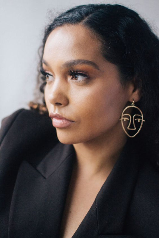 Gold Drop Lucea Face Earrings
